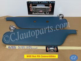 OEM 1965 1966 1967 1968 Cadillac Fleetwood Deville Calais 1967 1968 Eldorado LEFT & RIGHT SUN VISORS WITH HINGES - LIGHT BLUE